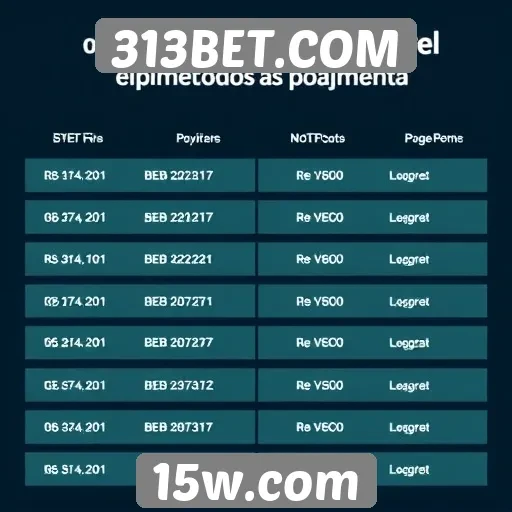 Comparativo de métodos de pagamento no 313BET.COM